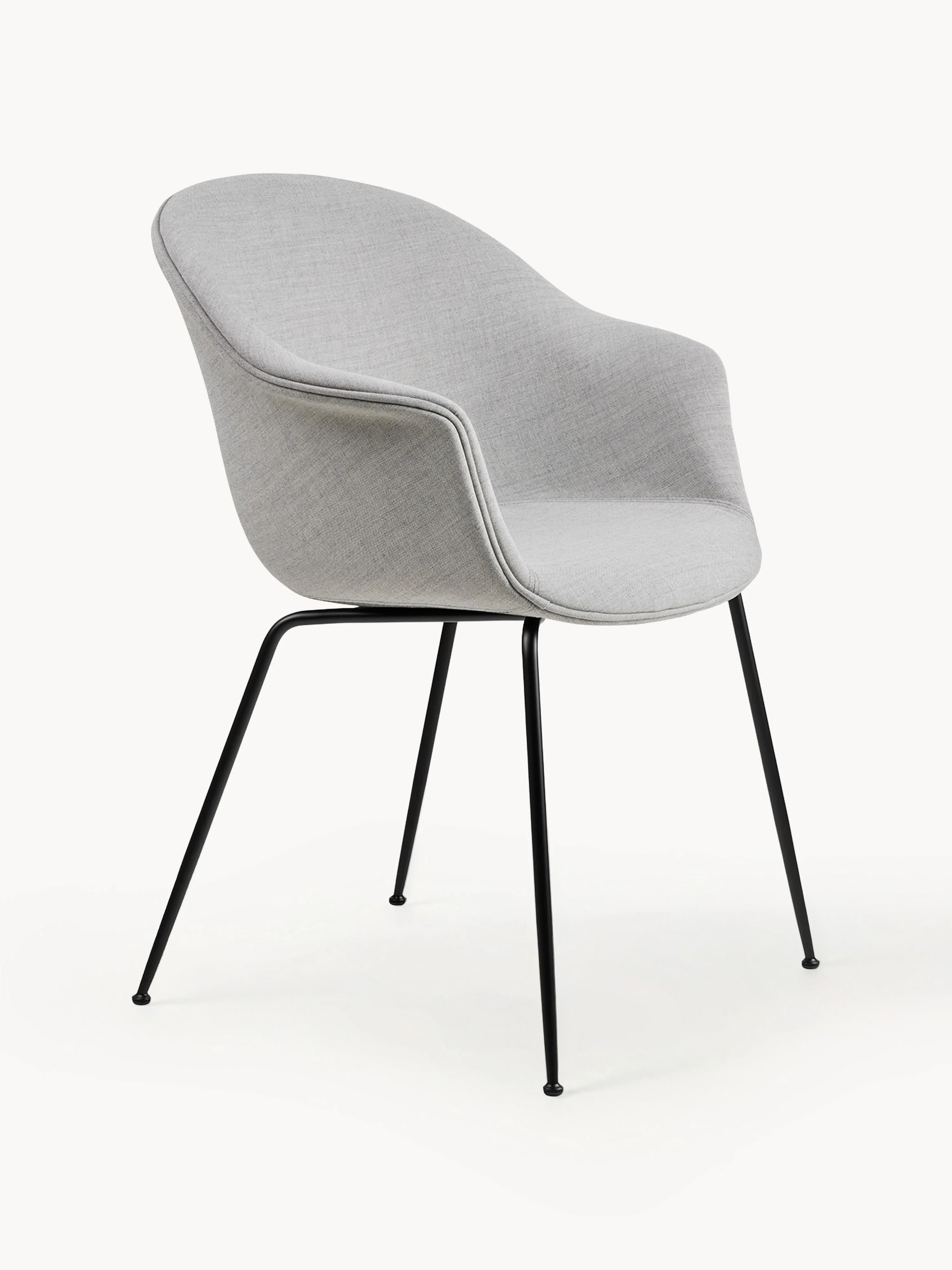 gubi Armchair Bat - Woven fabric, light grey, matte black