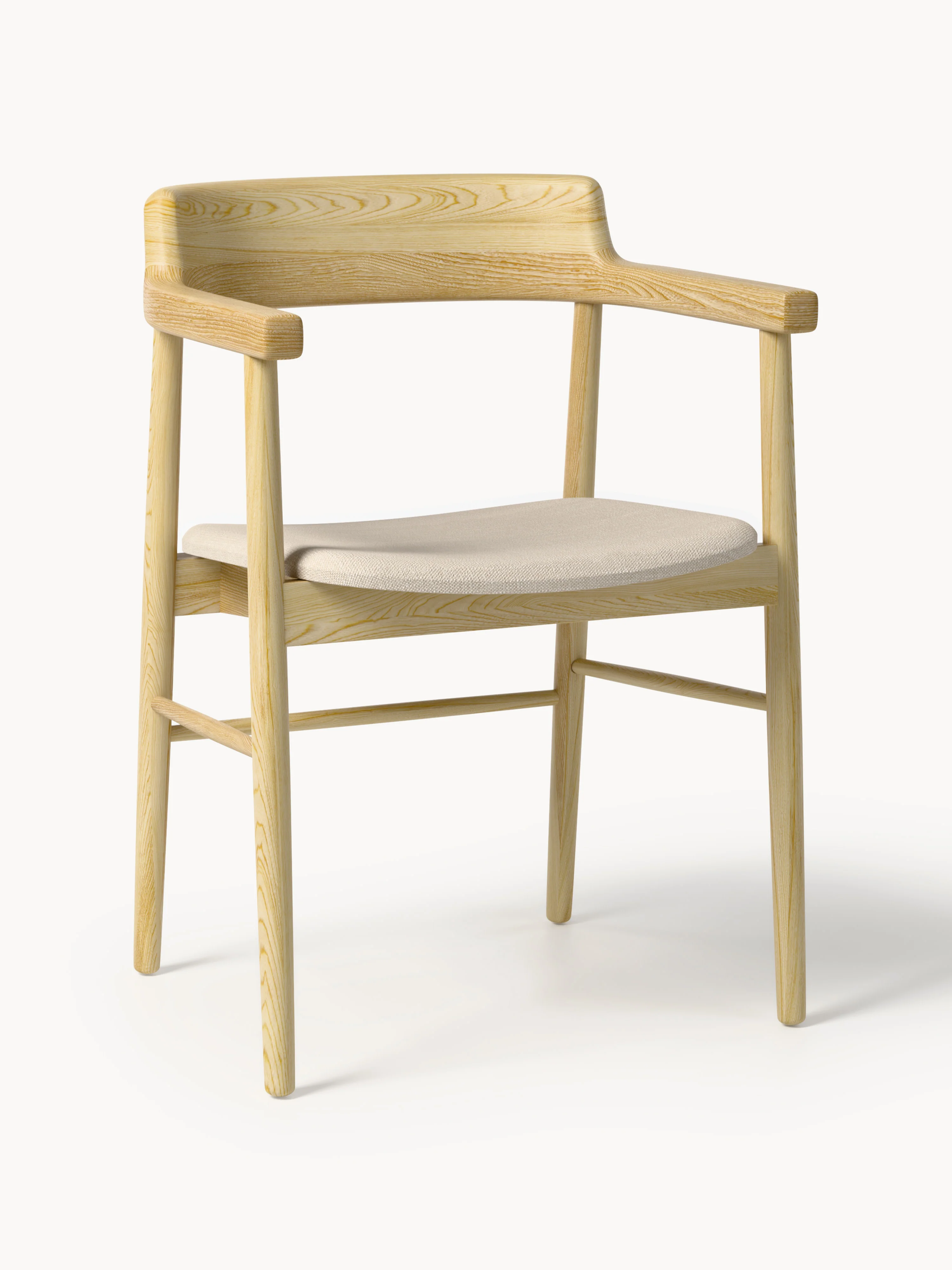 Westwing Collection Bohr armchair made of oak - Taupe, light oak wood