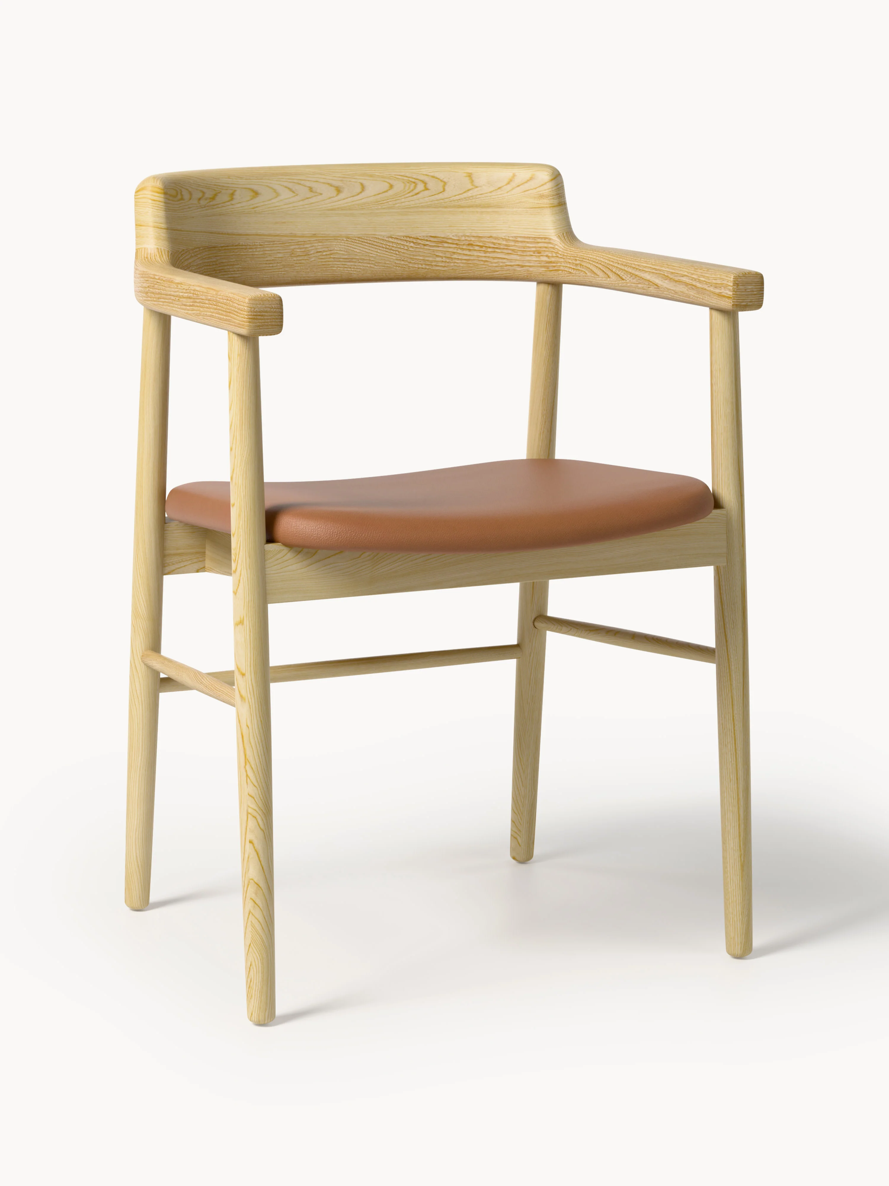 Westwing Collection Bohr armchair made of oak - Brown, light oak wood
