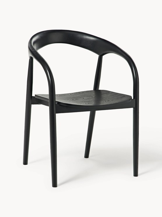 Westwing Collection Camille armchair made of ash wood - Black