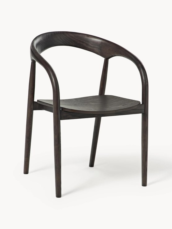 Westwing Collection Camille armchair made of ash wood - Dark ash wood