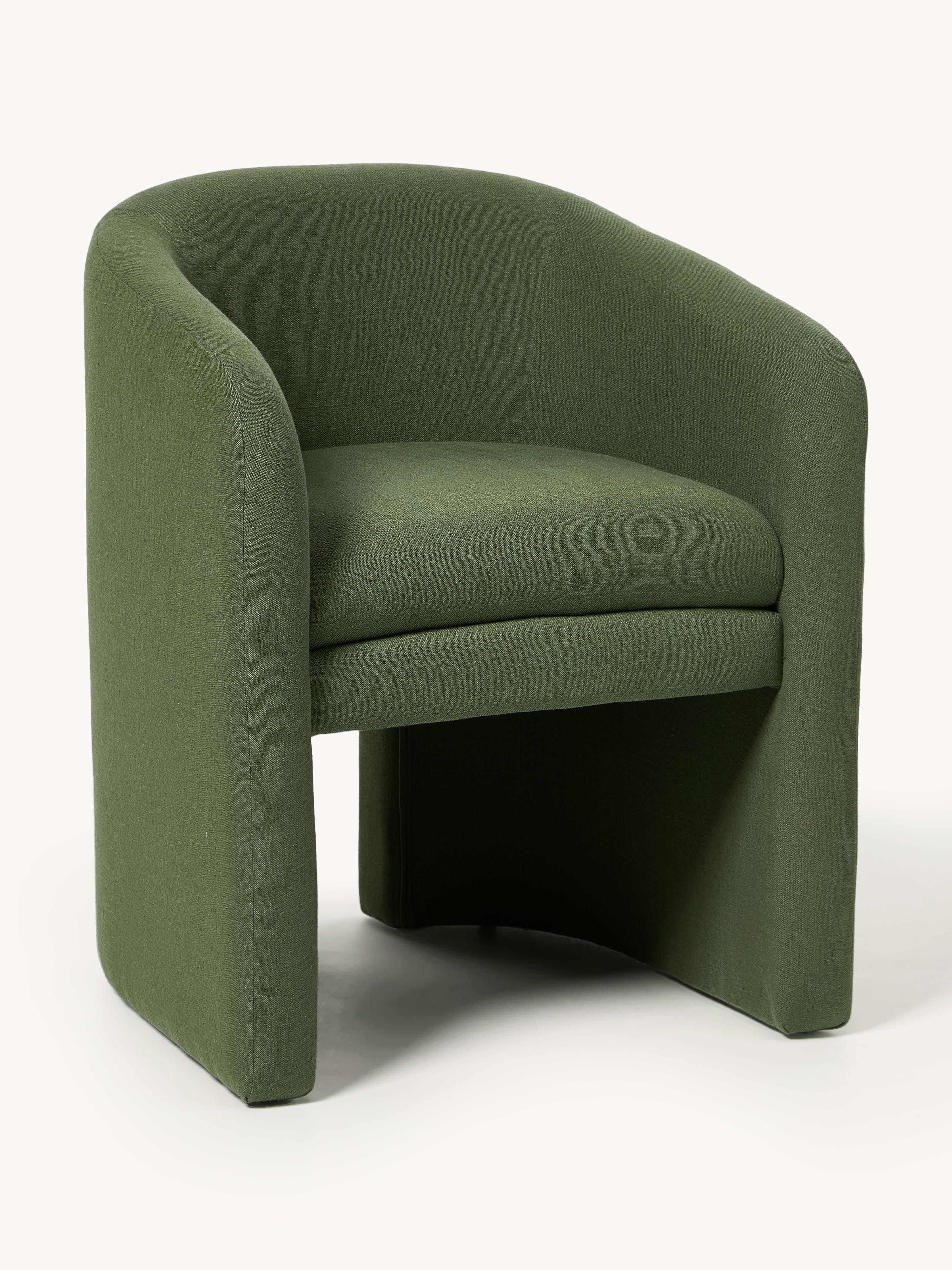Westwing Collection Mairo armchair, Linen blend, dark green