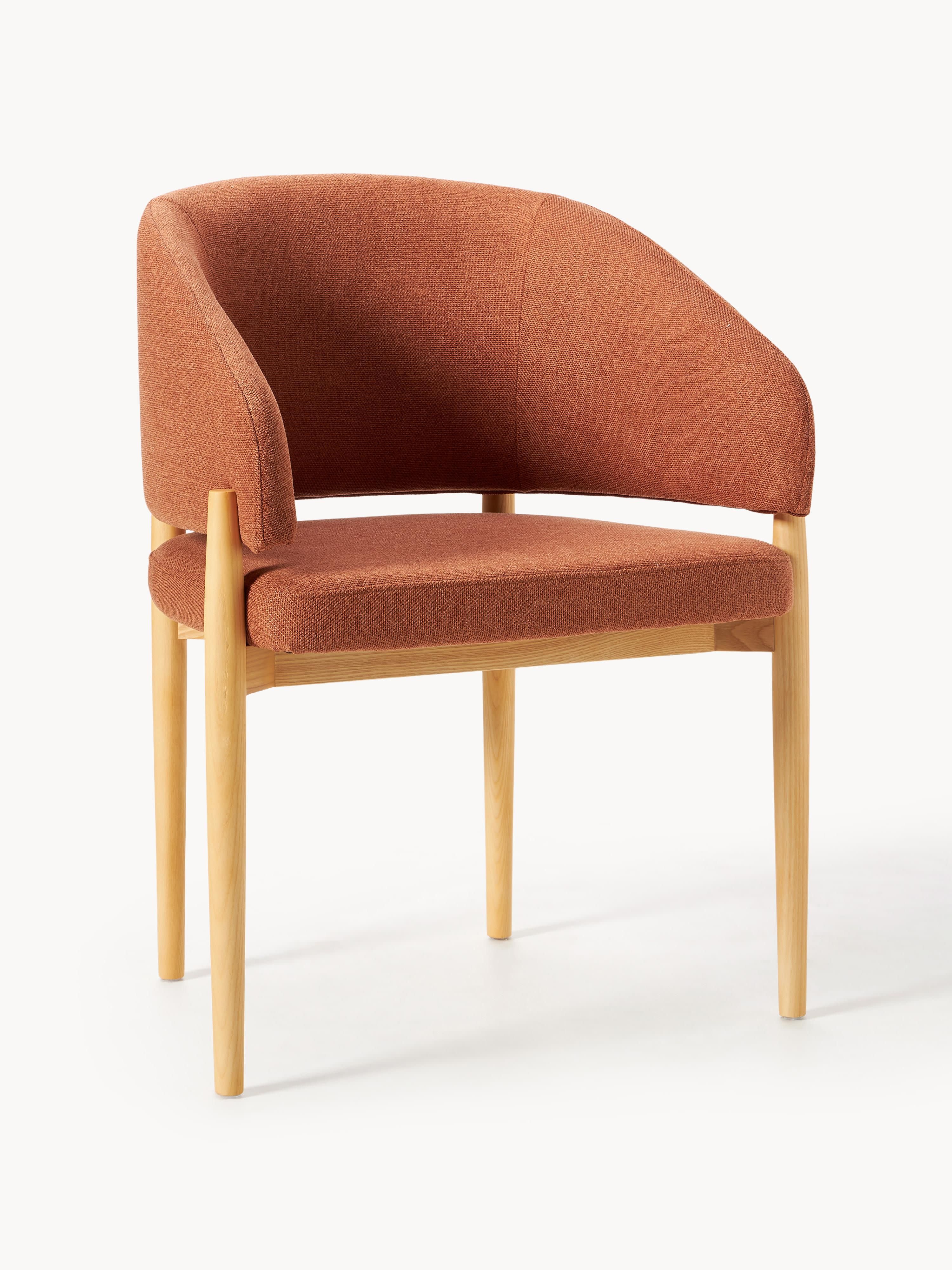 Westwing Collection Nemo armchair - Terracotta woven fabric, light ash wood