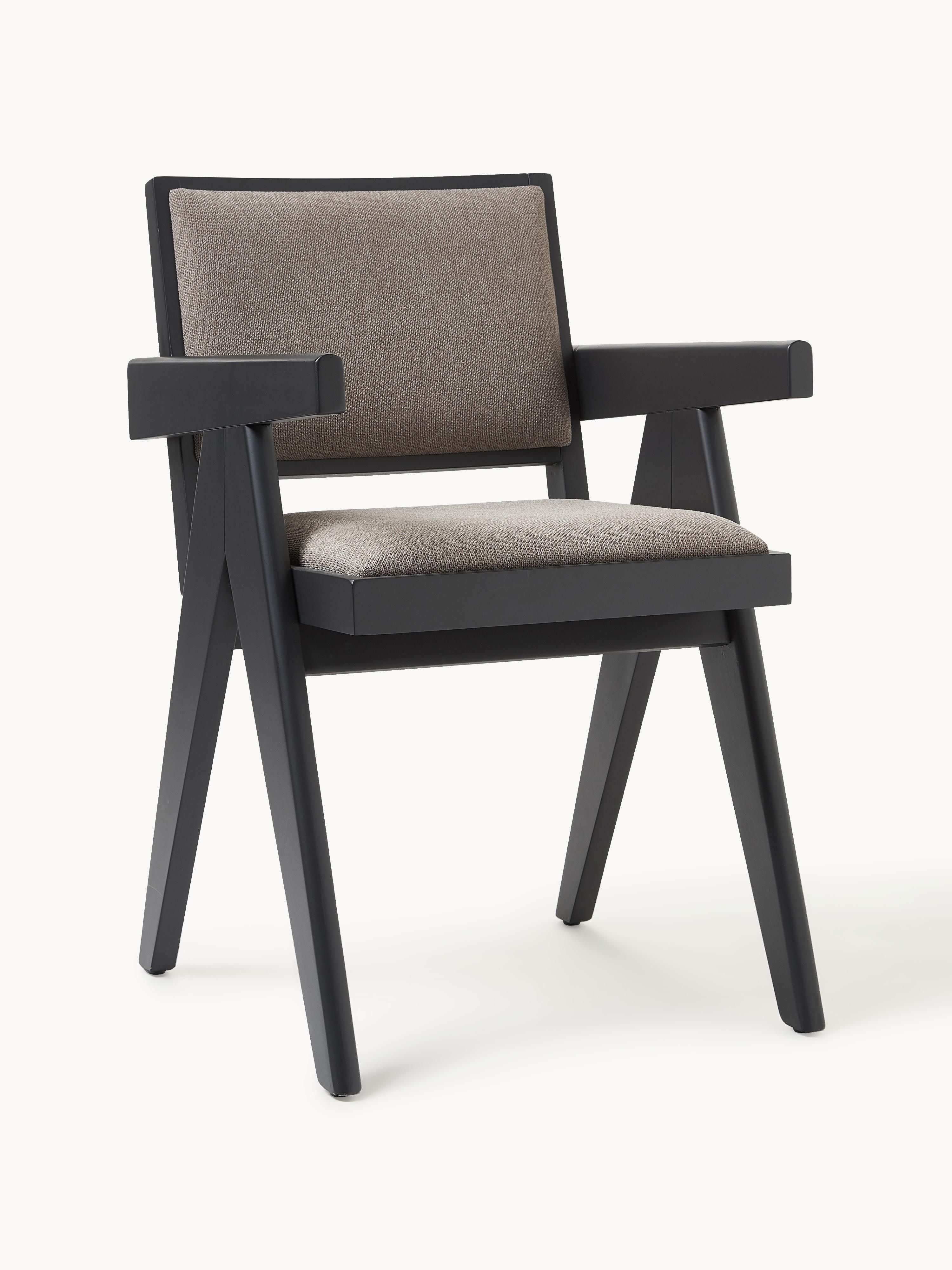 Westwing Collection Sissi armchair with upholstery - Woven fabric greige, black