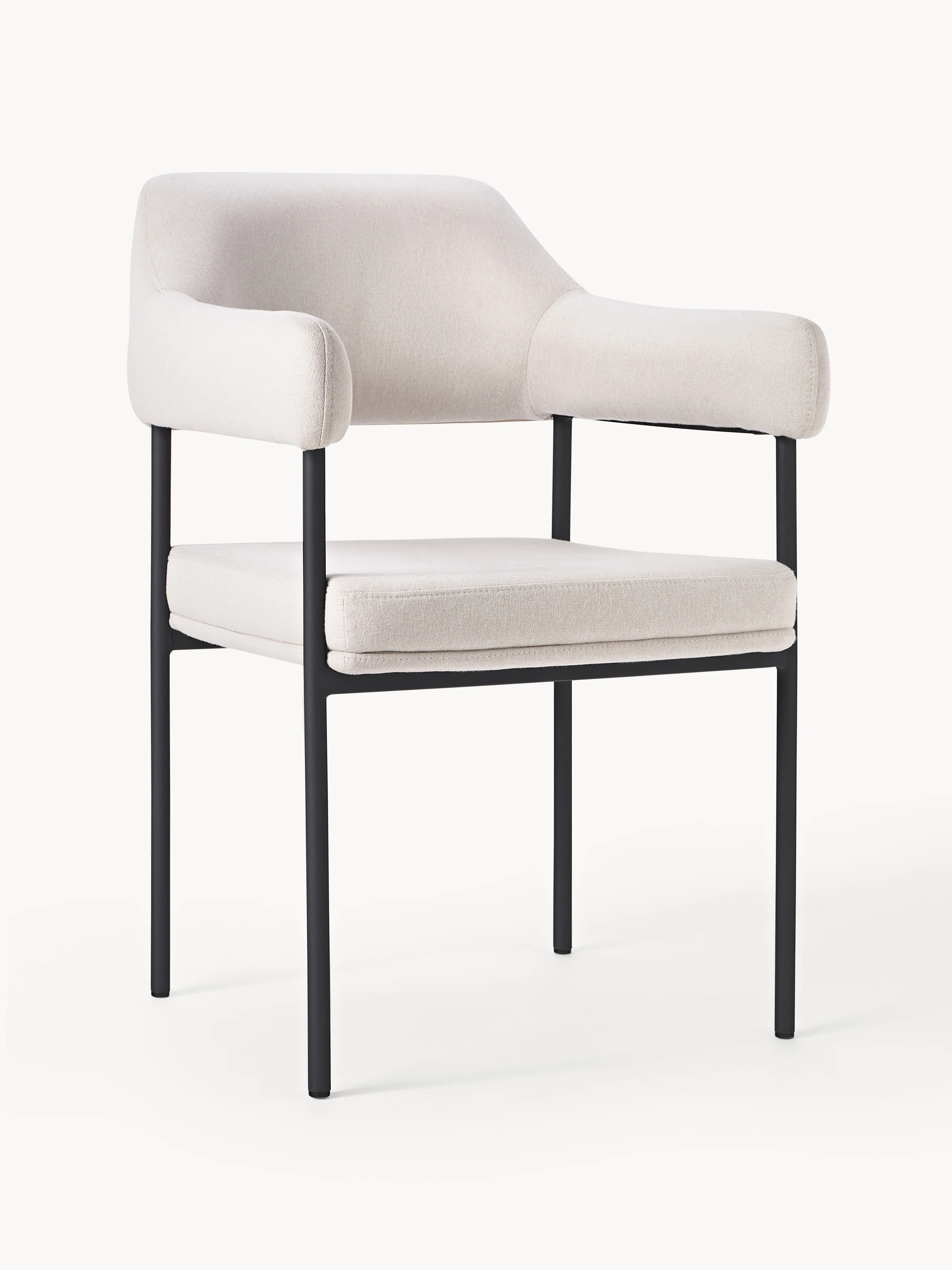 Westwing Collection Zoe armchair with upholstery, Off-White woven fabric