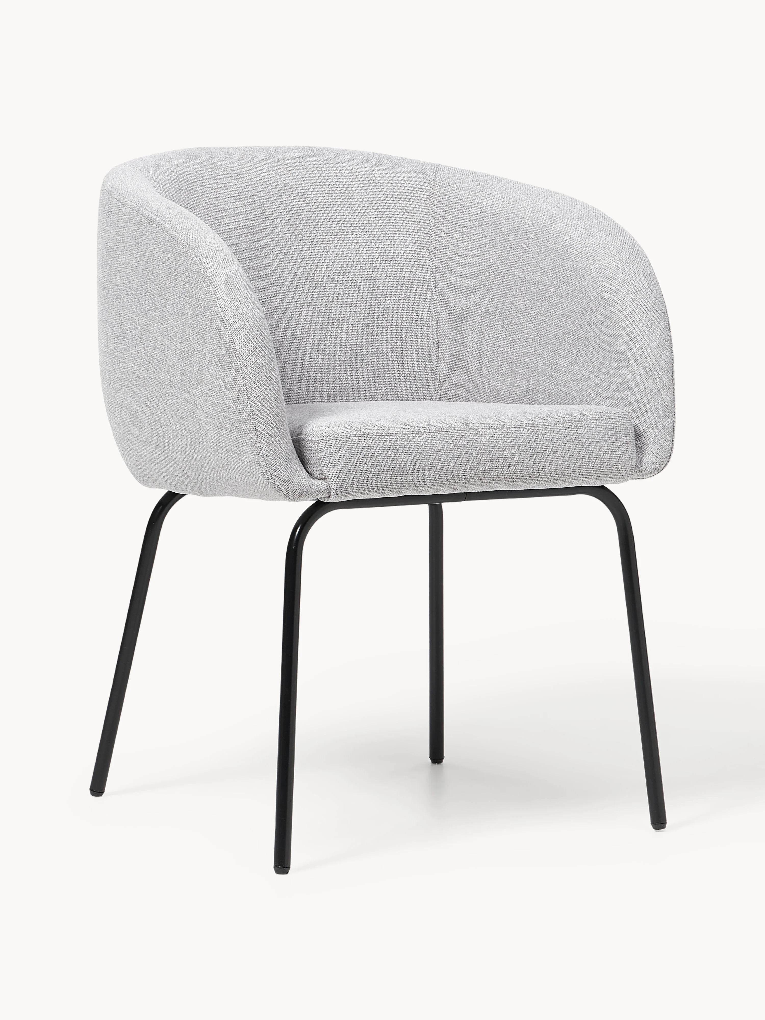 Westwing Collection Alani armchairs, set of 2, Woven fabric, light grey, black