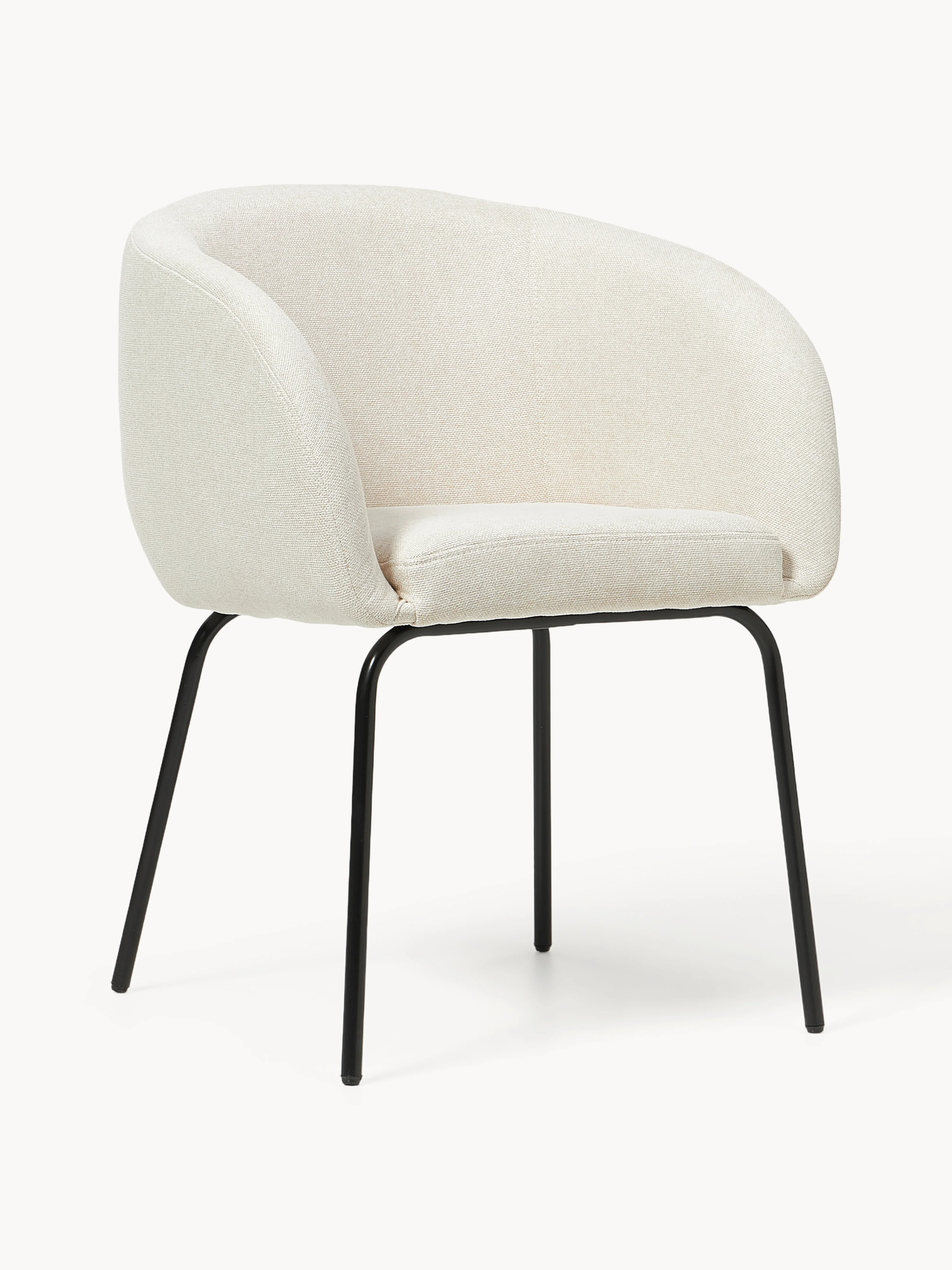 Westwing Collection Alani armchairs, set of 2 - Woven fabric Off White, Black