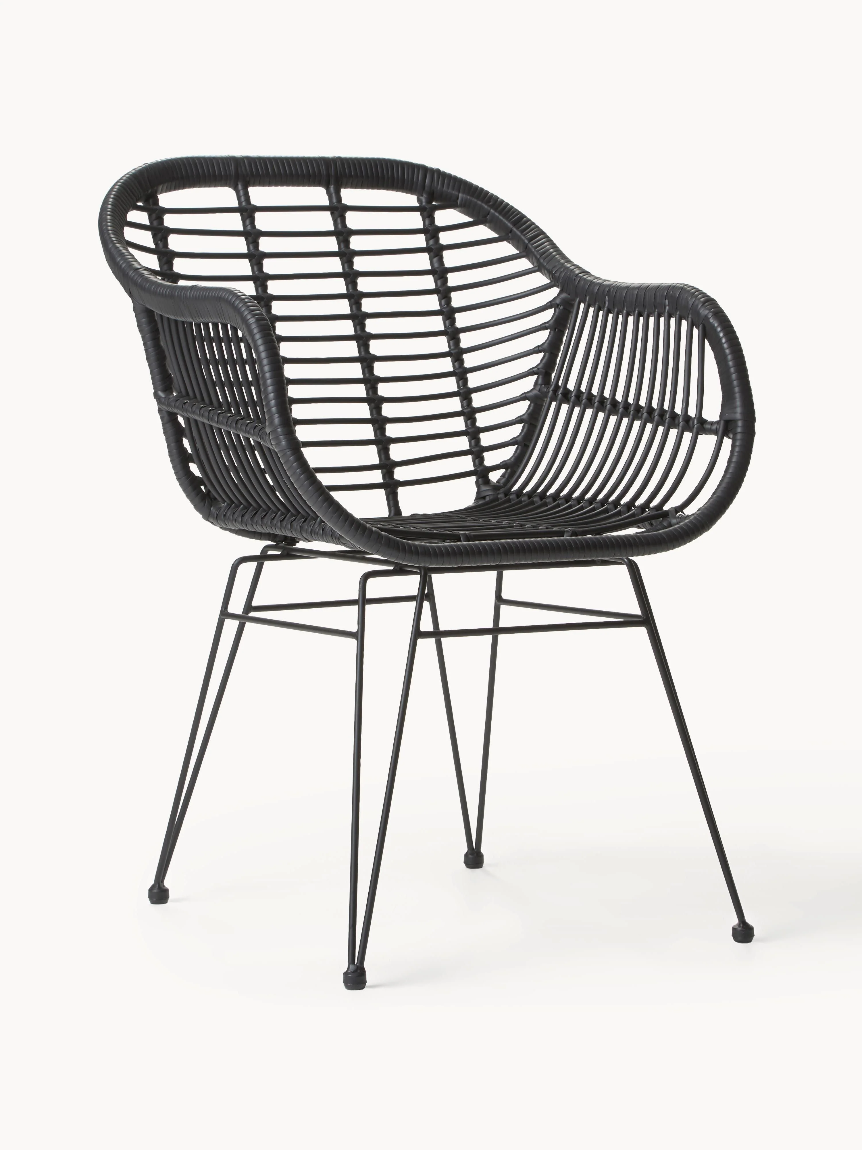 Westwing Collection Costa armchairs made of polyrattan, set of 2 - Black