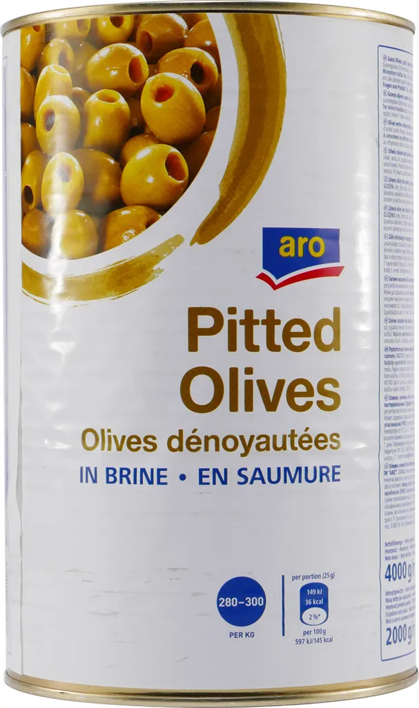 PA-Marketing aro Pitted Green Olives without Stone 4.0KG