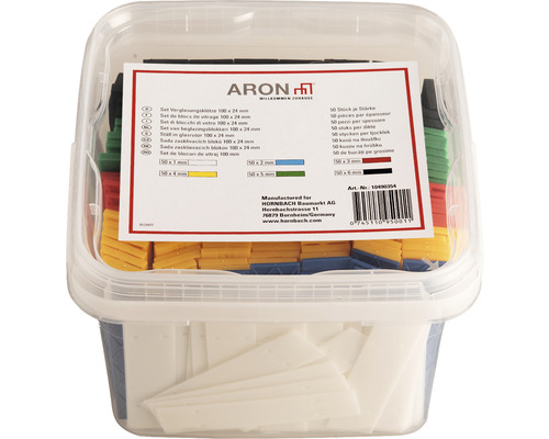 ARON Set of 300 glazing blocks, spacers 1-6 mm (50 pieces per size) 100x24 mm