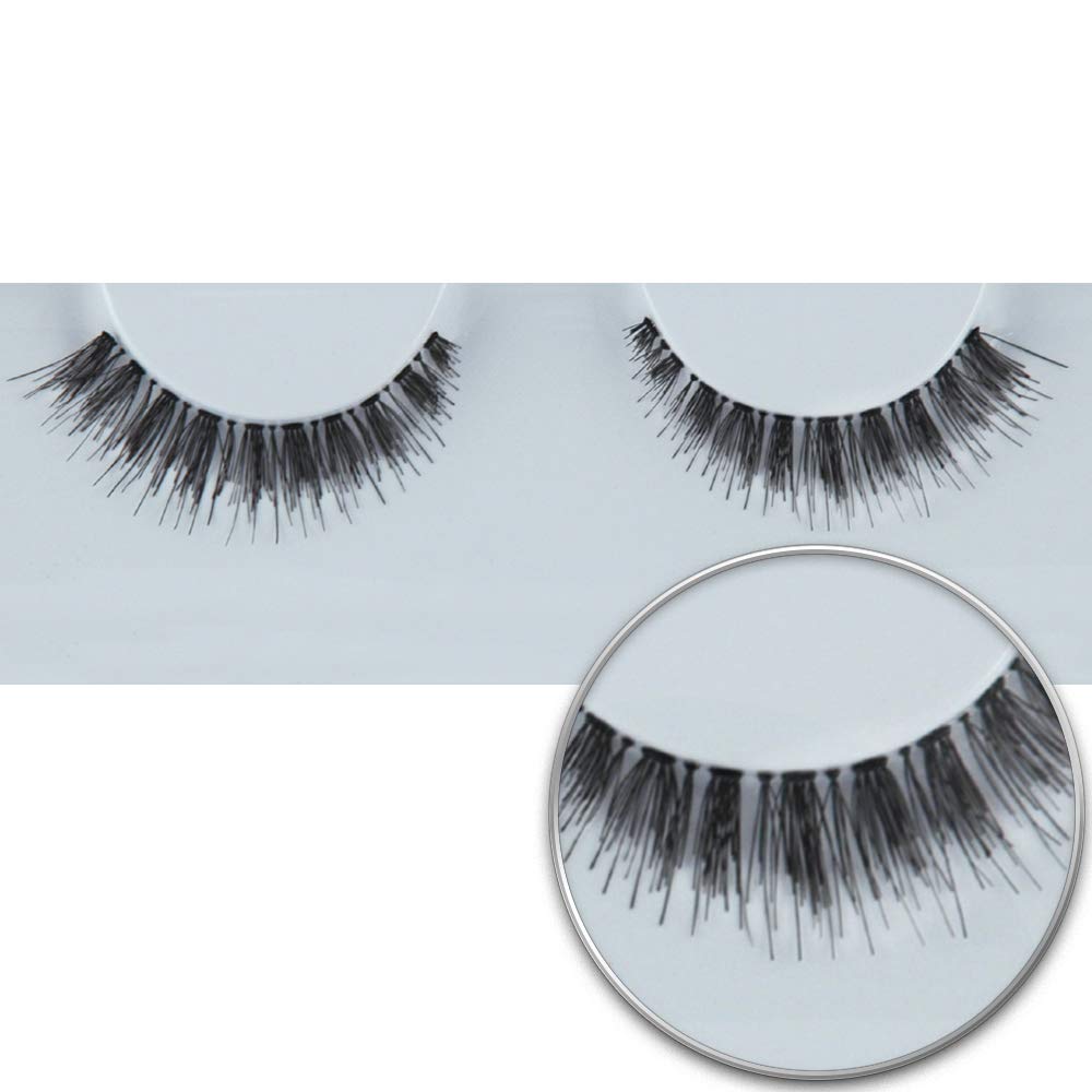 GRIMAS Real Hair Eyelashes, mittellang unregelmäßig und schwarz, ‎125