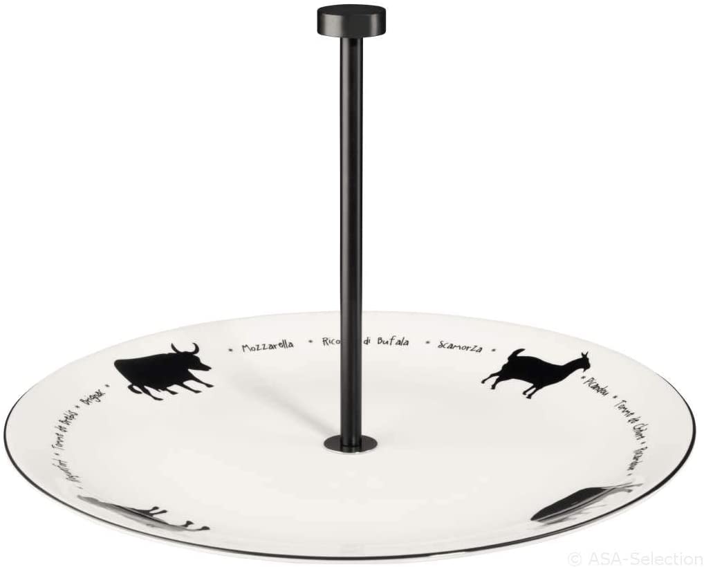 ASA 19171113 Lignen Armoire Cheese Board Etagere, Porcelain, White/Black, 30 x 30 x 25 cm