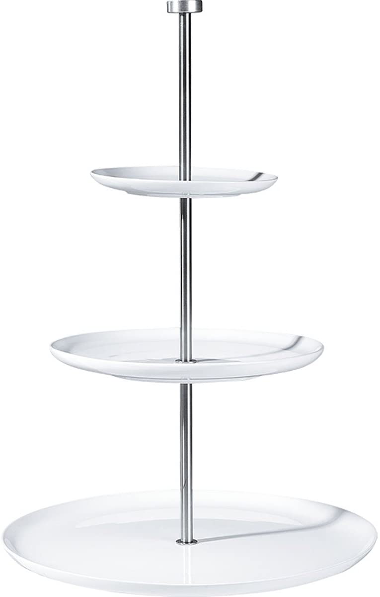 ASA Cake Stand, Ceramic, White, H 47 x Ø 15 + 22 + 30 cm