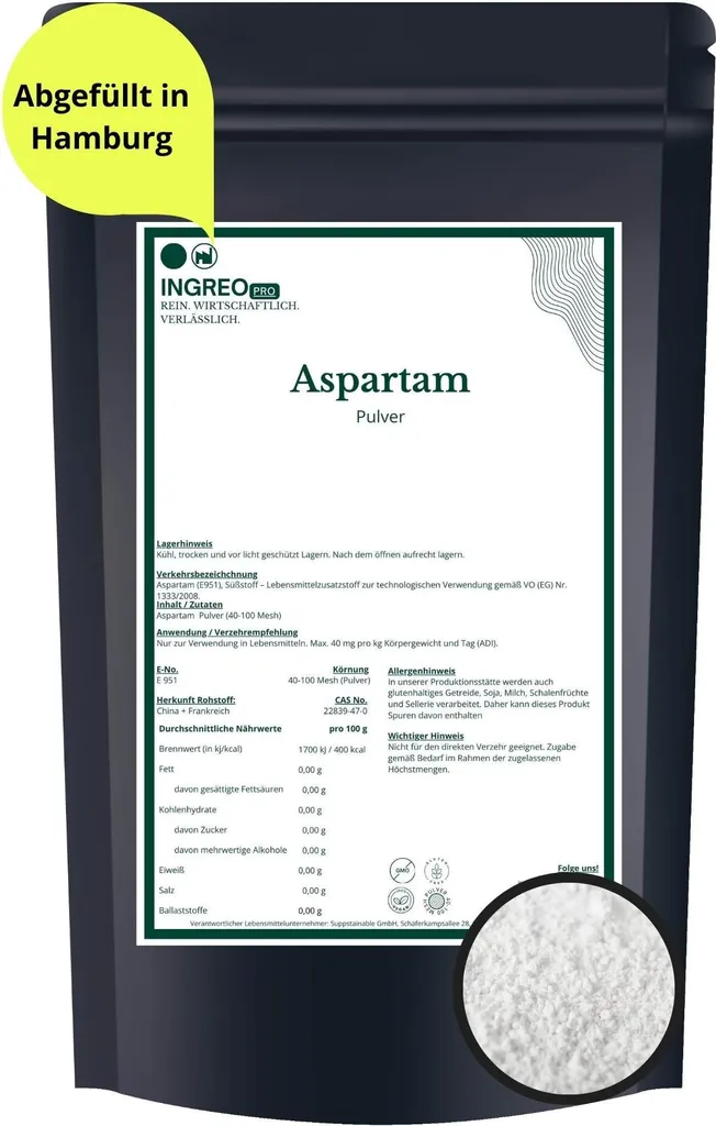 INGREO Pro Aspartam  Pulver (40-100 Mesh) – 500g
