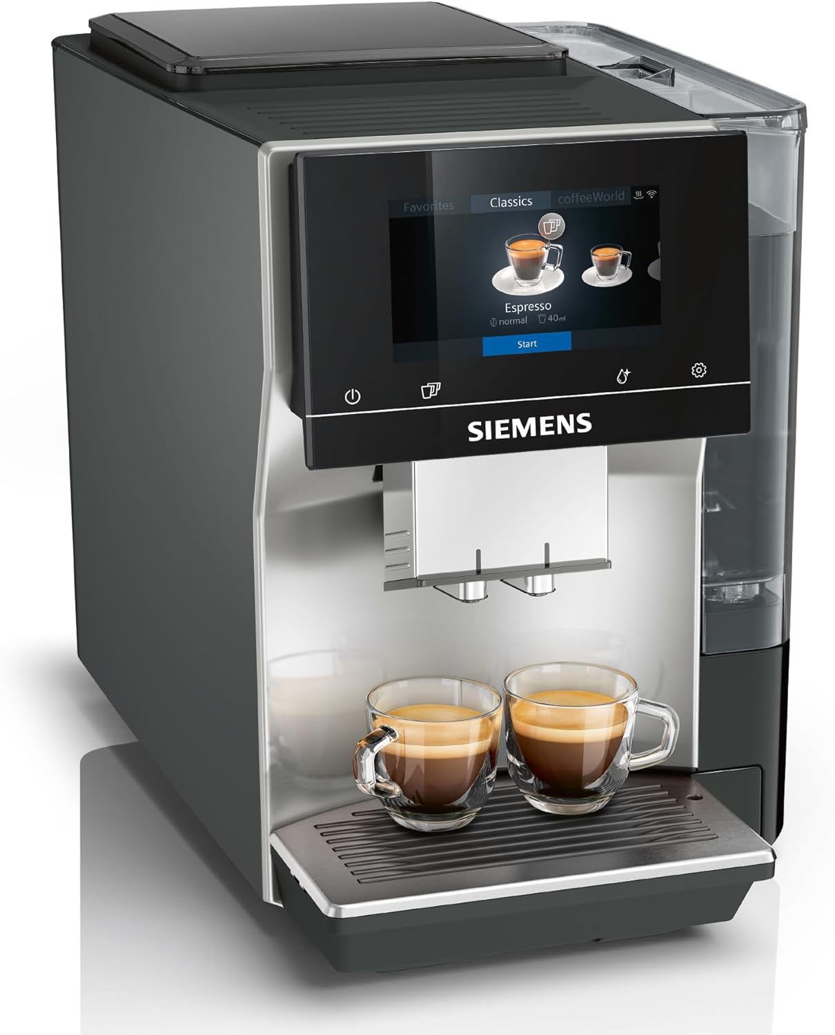 Siemens EQ700 Classic TP715E17 Fully Automatic Coffee Machine, App Control, Cold Brew, Full Touch Display, Up to 10 Individual Coffee Creations as Favorites, Automatic Steam Cleaning, 1500 W