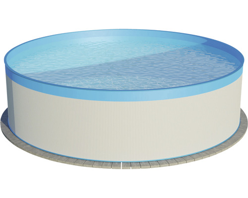 Hornbach Above-ground pool steel wall pool set Planet Pool round Ø 350x90 cm incl. cartridge filter system & ladder white with overlap film blue