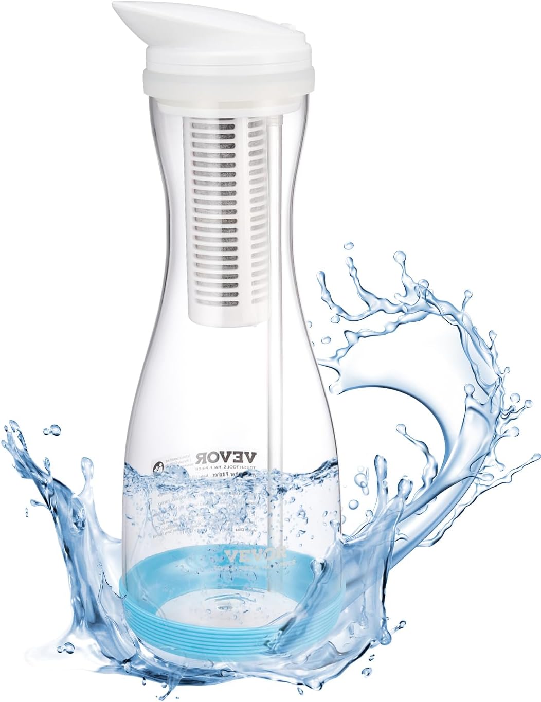 VEVOR Water Filter Jug Water Filter Jug 6 Cup Glass Water Filter Dispenser Fridge Friendly Water Filter System No BPA, Lasts 3 Months / 800 L, Reduces Chlorine Rust Odors PFOA/PFOS