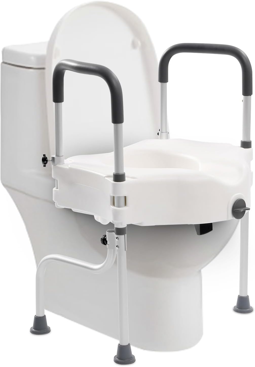 OMGGYER Toilet Seat Raiser Adult Standing Aid Toilet Height Adjustable Toilet Seat Raiser Toilet Chair for Seniors / Disabled Toilet Raised Toilet Seat with Armrests up to 150 kg