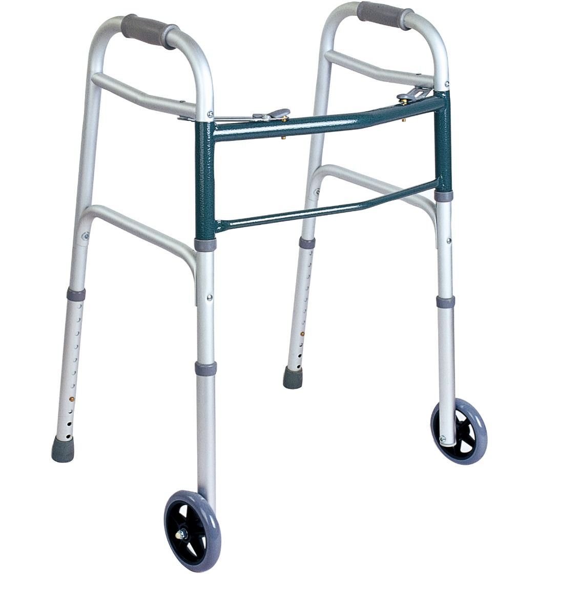 Ausilium Aluminum Foldable Walking Aid with 2 Wheels and 2 Tips 1 St