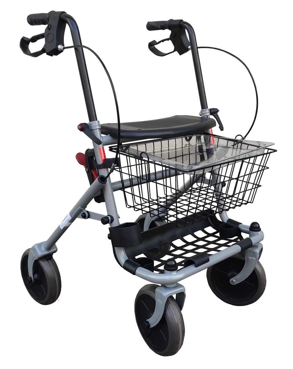 Ausilium height-adjustable folding rollator for seniors, with 4 wheels, seat, shelf and brakes 1 St