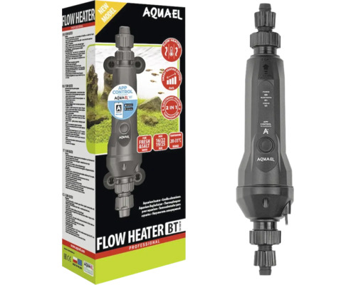 AQUAEL Flow Heater BT external aquarium heater, app-controlled, for external filters with 16/22 and 19/25 mm hoses. 50-500 W for aquariums up to 500 liters.