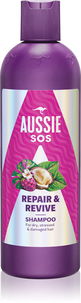 Aussie SOS Repair & Revive Shampoo with nourishing effect for damaged hair and scalp