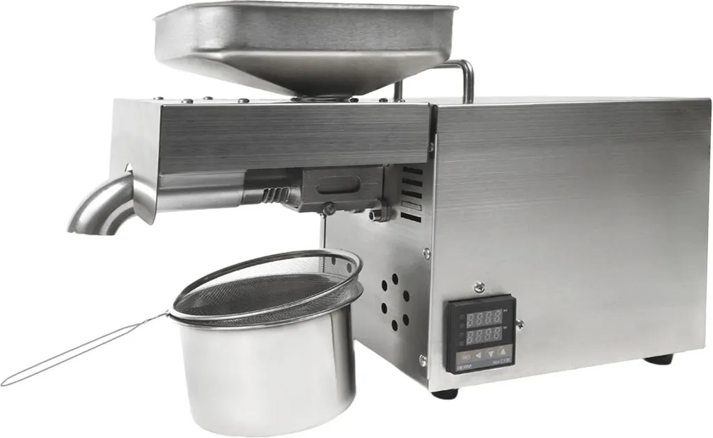 StarTech Automatic oil press machine, 610 W oil extractor/expeller, cold/hot pressing, for peanuts, seeds and olives, light green