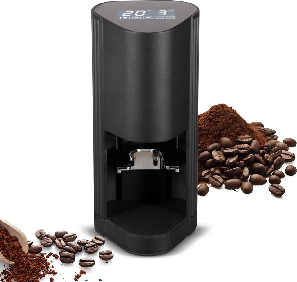 KKmoon Automatic espresso tamper with digital touchscreen, 5°C 30 kg powder tamping pressure, electric coffee tamper, automatic start and stop, professional coffee powder tamping tool, compatible with 99% of portafilters