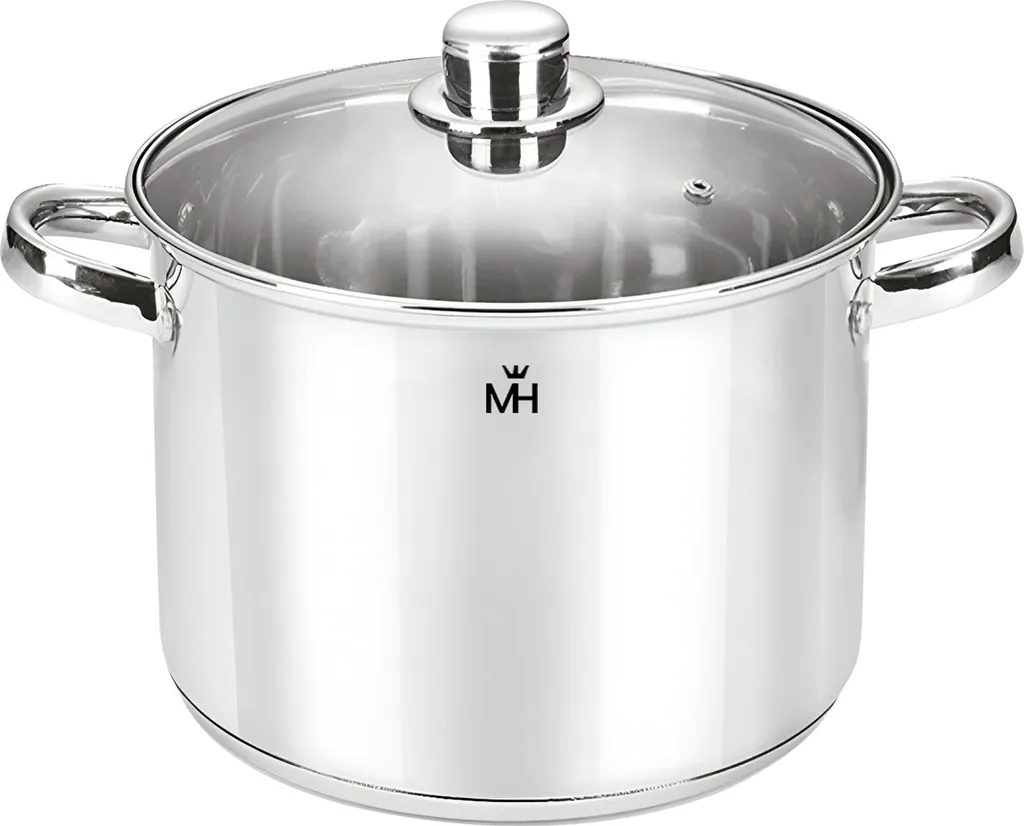 Avizar, 24cm 9L stainless steel roasting pan with glass lid for all hob types, silver