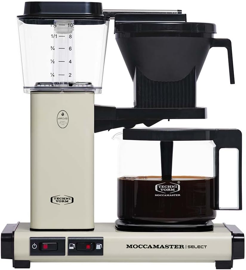 Moccamaster KBG Select Coffee Machine, Retro Coffee Maker for Filter Coffee, Off-White, 1.25 L