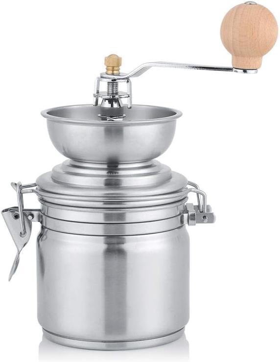 Alinory Coffee Grinder, Stainless Steel Manual Coffee Grinder, Spice Nuts, Mill, Hand Tool (Silver)