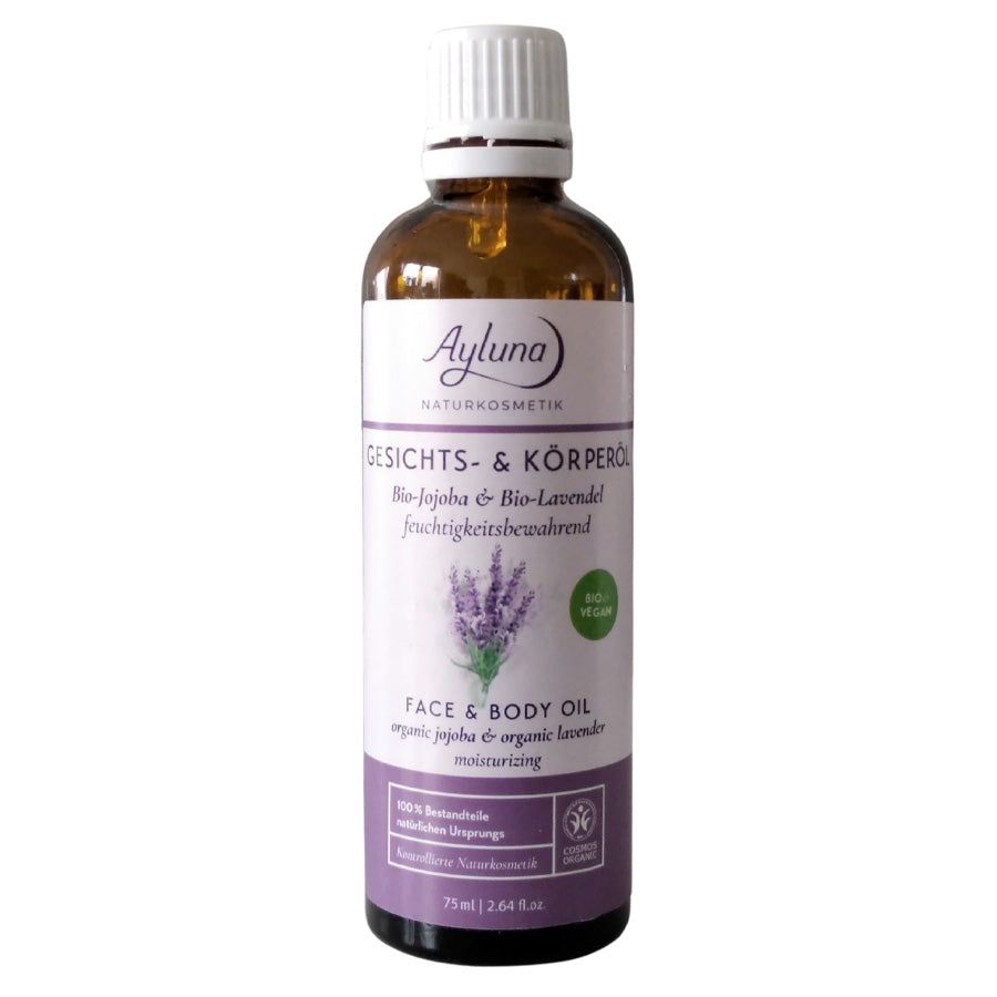 Ayluna Organic Face & Body Oil – Organic Jojoba & Lavender 75 ml