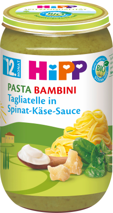 HiPP Menu Pasta Bambini Tagliatelle in spinach and cheese sauce from the 12th month, 250 g