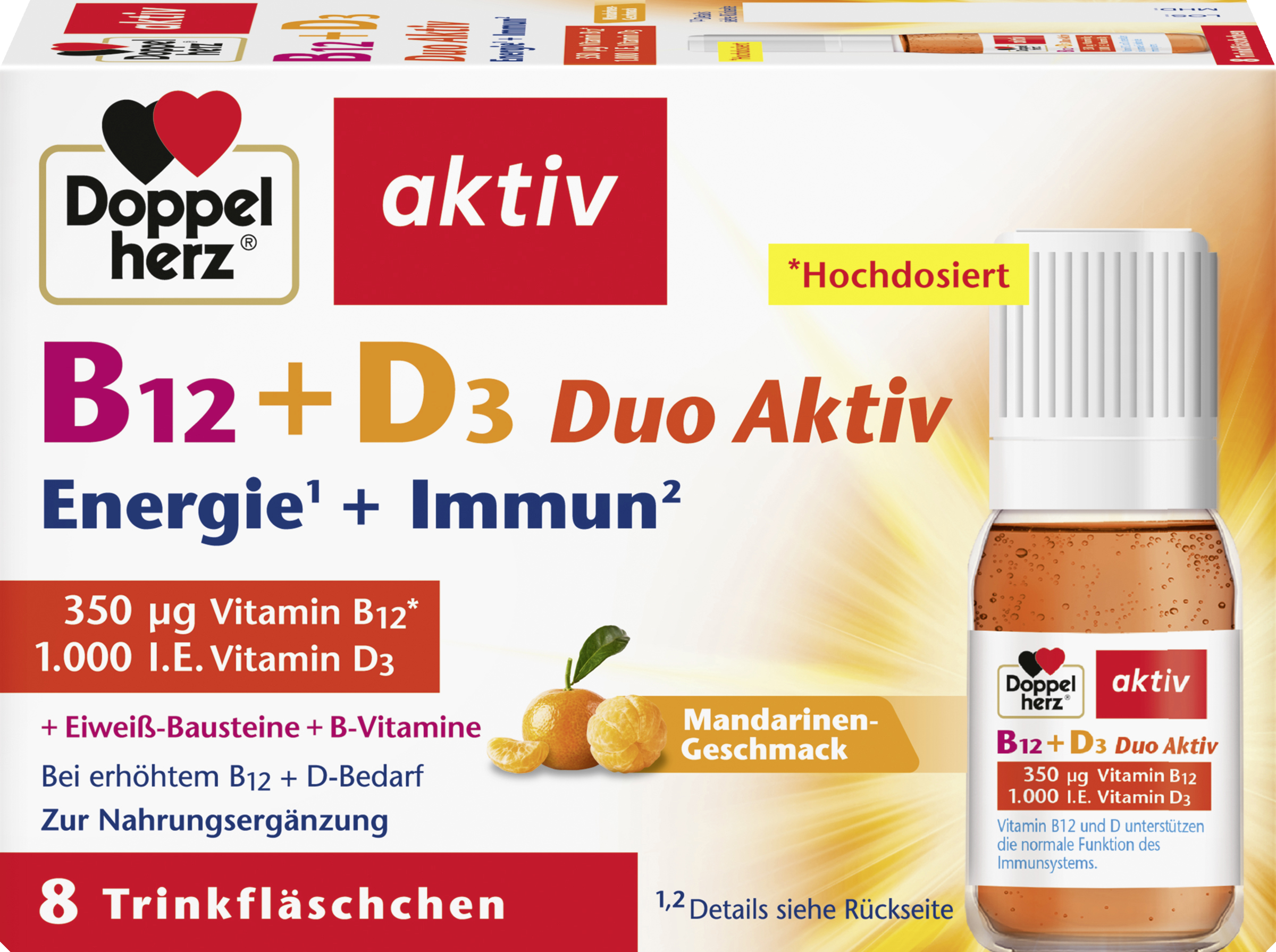Doppelherz B12 + D3 Duo Active Energy¹ + Immune² drinking bottle