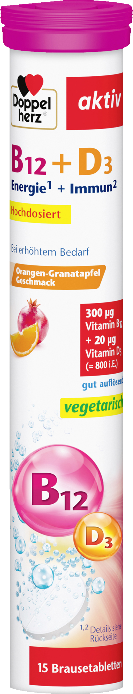 Doppelherz B12 + D3 Energy¹ + Immune² effervescent tablets
