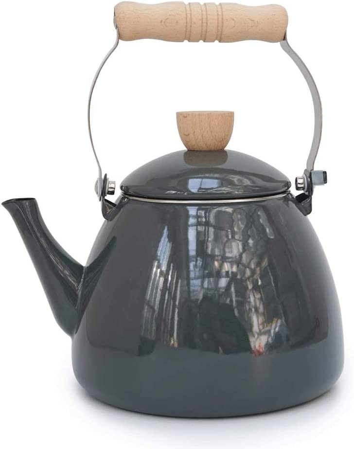 YULAN Kettle Thick Enamel Flower Teapot Jug 2.2L