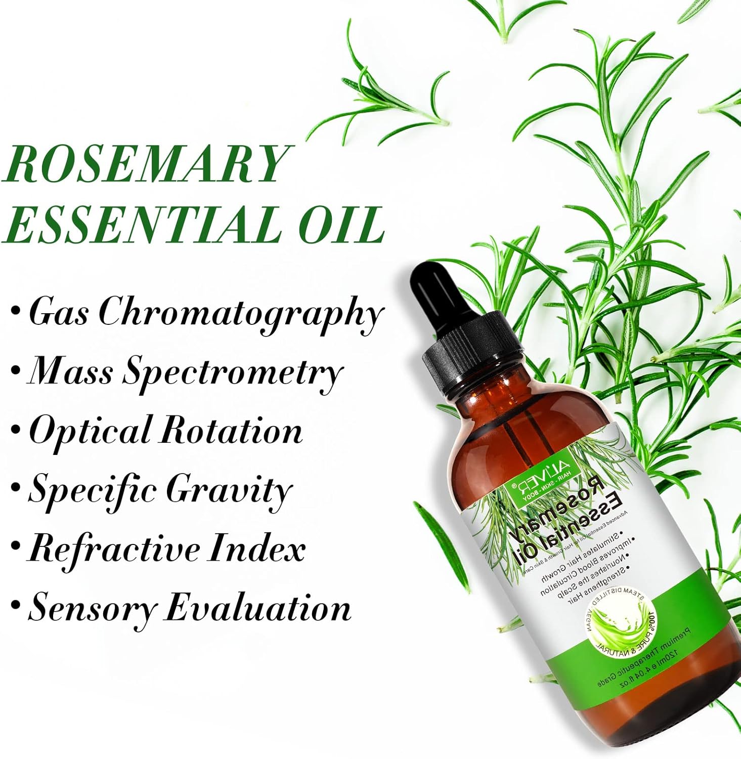Pegciz Rosemary Oil Hair, Rosemary Essential Oil for Hair Growth, Rosemary Oil for Hair, Natural Nourishes the Scalp, Use in Diffuser or on Skin and Hair (Rosemary Oil Hair, 120 ml)