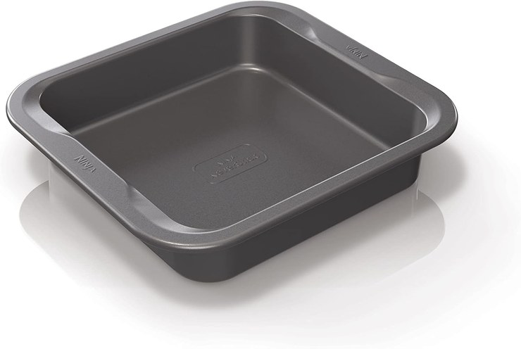 Ninja Foodi ZEROSTICK Square Cake Tin, 22cm, Non-Stick, Durable, Heavy Duty Aluminized Steel Cake Tin, Grey, B30408EUUK
