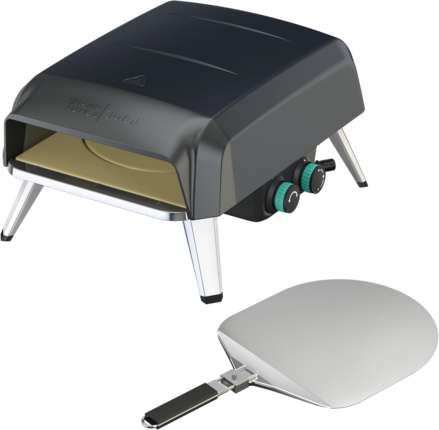 Jamie Oliver by Tefal JM4168D0 Pizza Oven with Rotating Pizza Stone, Pizza Oven for Home, Gas Pizza Oven, 360° Rotating Stone, Compact Design, Includes Pizza Shovel