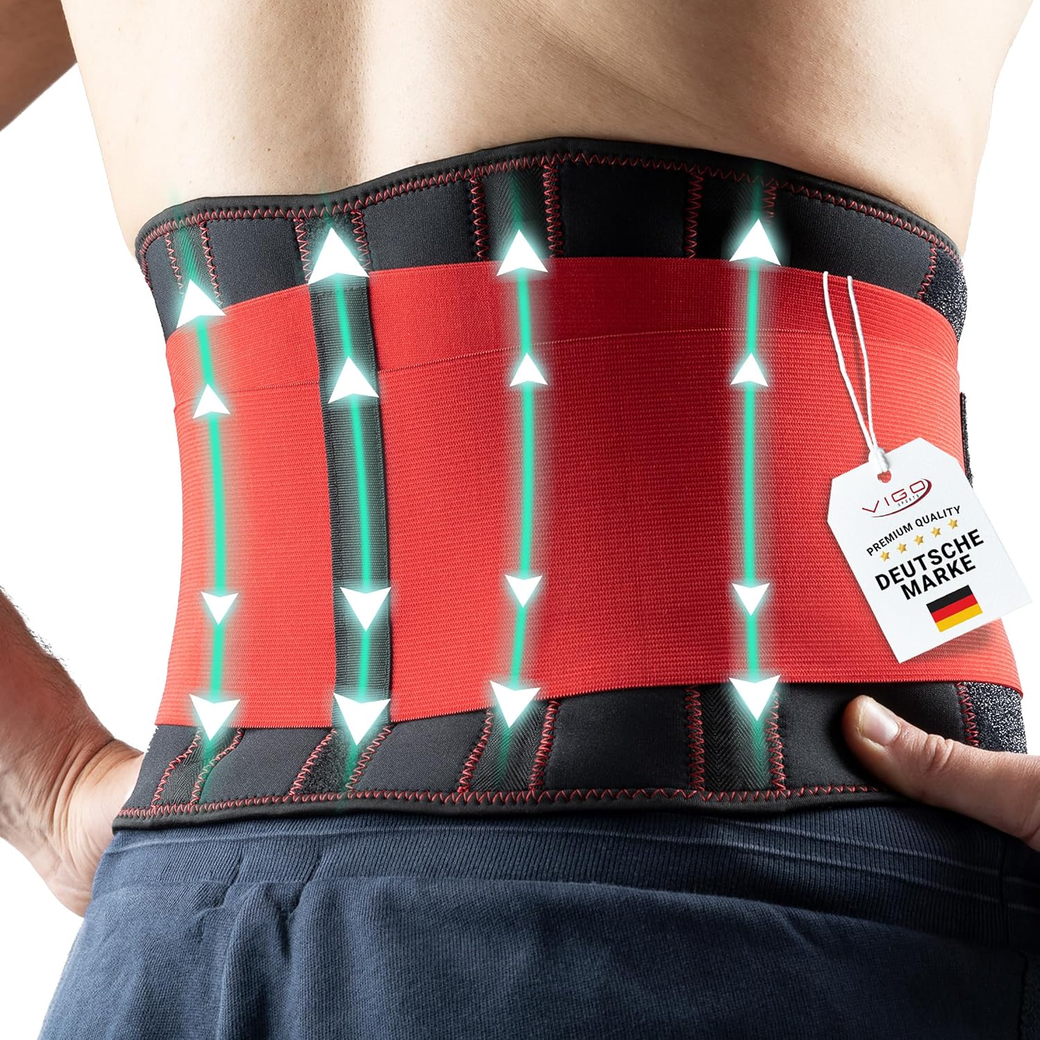 VIGO SPORTS Store Vigo Sports Back Brace, Machine-Washable – Anti-Sweat Kidney Belt for Effective Back Stabilization – Back Support Belt for Men and Women – Warming Lumbar Support Belt
