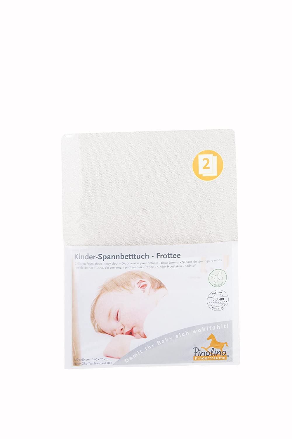 Pinolino 540062-0D Double Pack - Fitted Sheet for Cots White