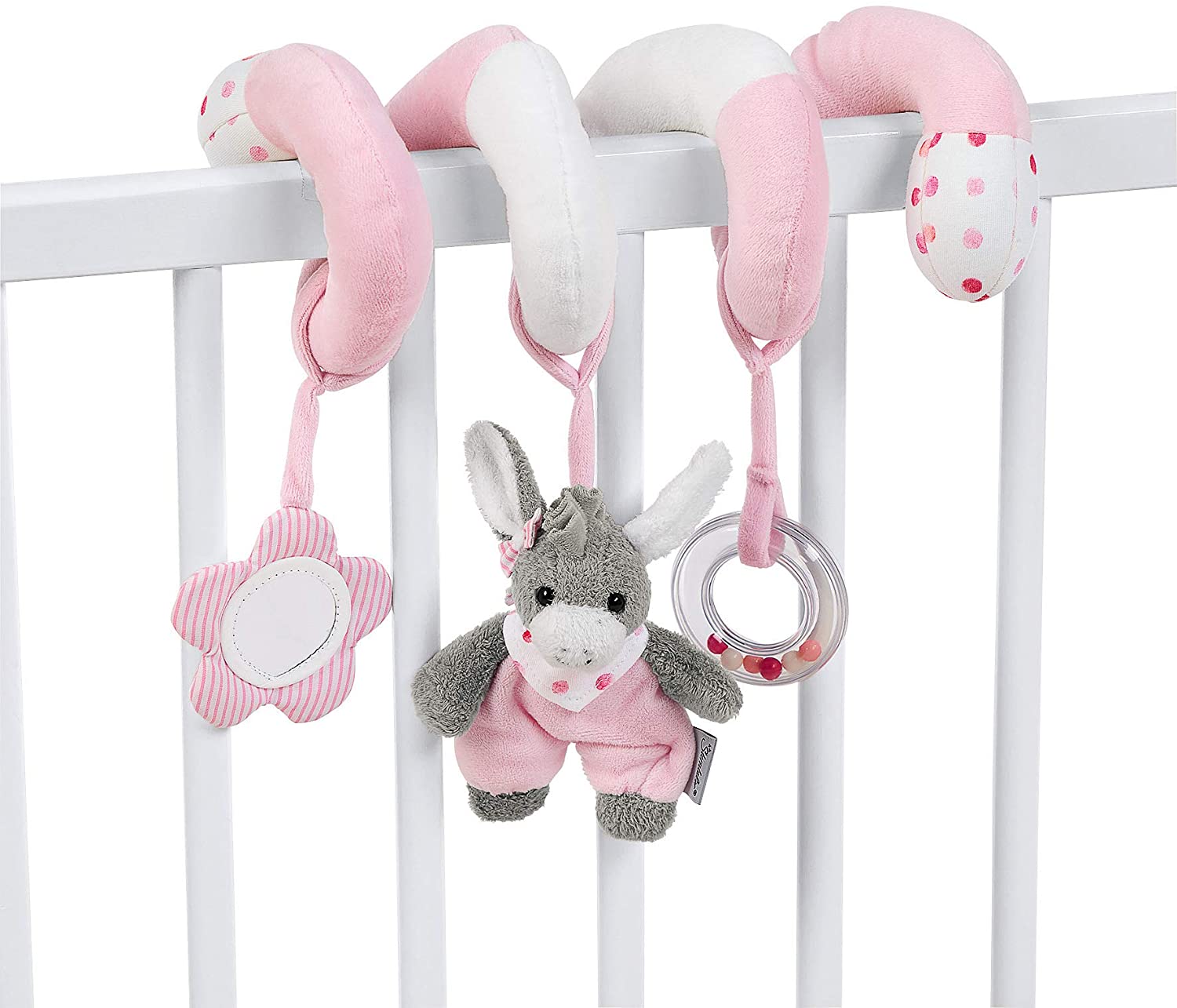 Sterntaler Emmi Girl Donkey Toy Spiral with Rattle for Babies from Birth Pink