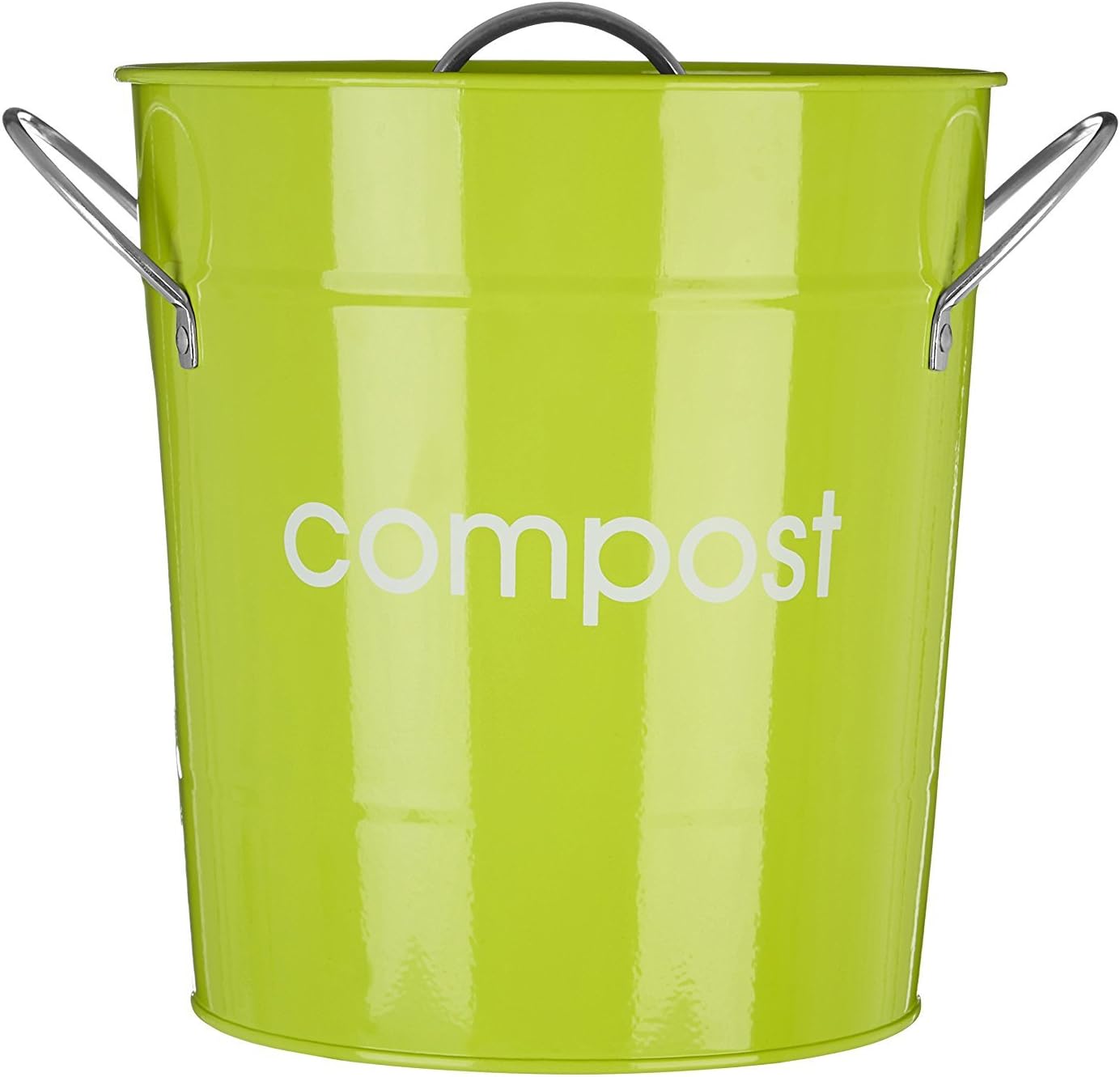 Premier Housewares Galvanised Steel/Zinc/Plastic Compost Bin with Handles and Inner Bucket, Lime Green