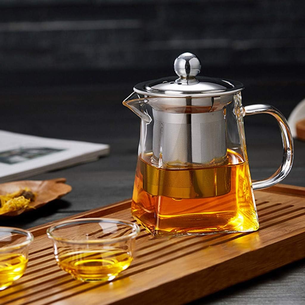 LoveLeiter Teapot with Warmer and Tea Strainer - Heat-resistant Glass, Multifunctional Design