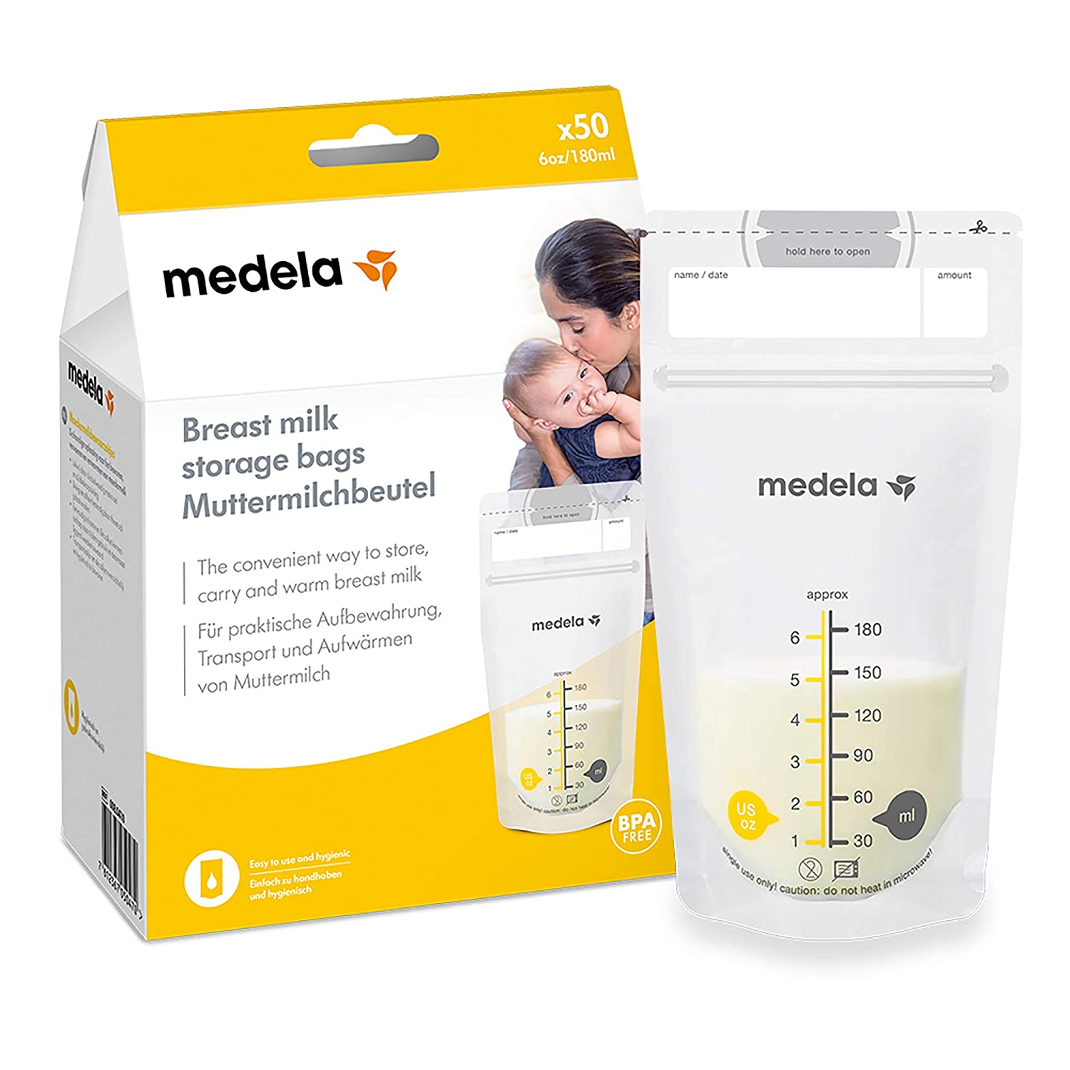 Medela Breast Milk Bags, Clear 50 Items transparent