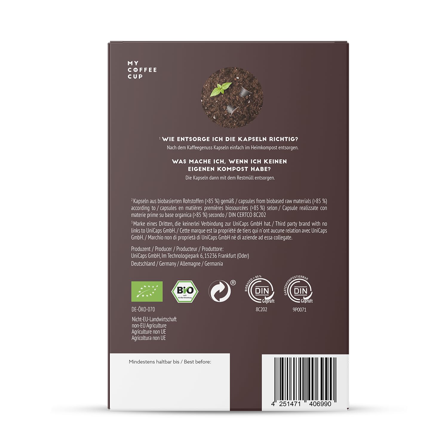 MY-COFFEE CUP My Coffee Cup - Mega Box RISTRETTO ITALIANO - Organic Coffee I 100 Coffee Capsules for Nespresso®³ Capsule Machines I 100% Home and Garden Compostable I Sustainable - 0% Aluminum