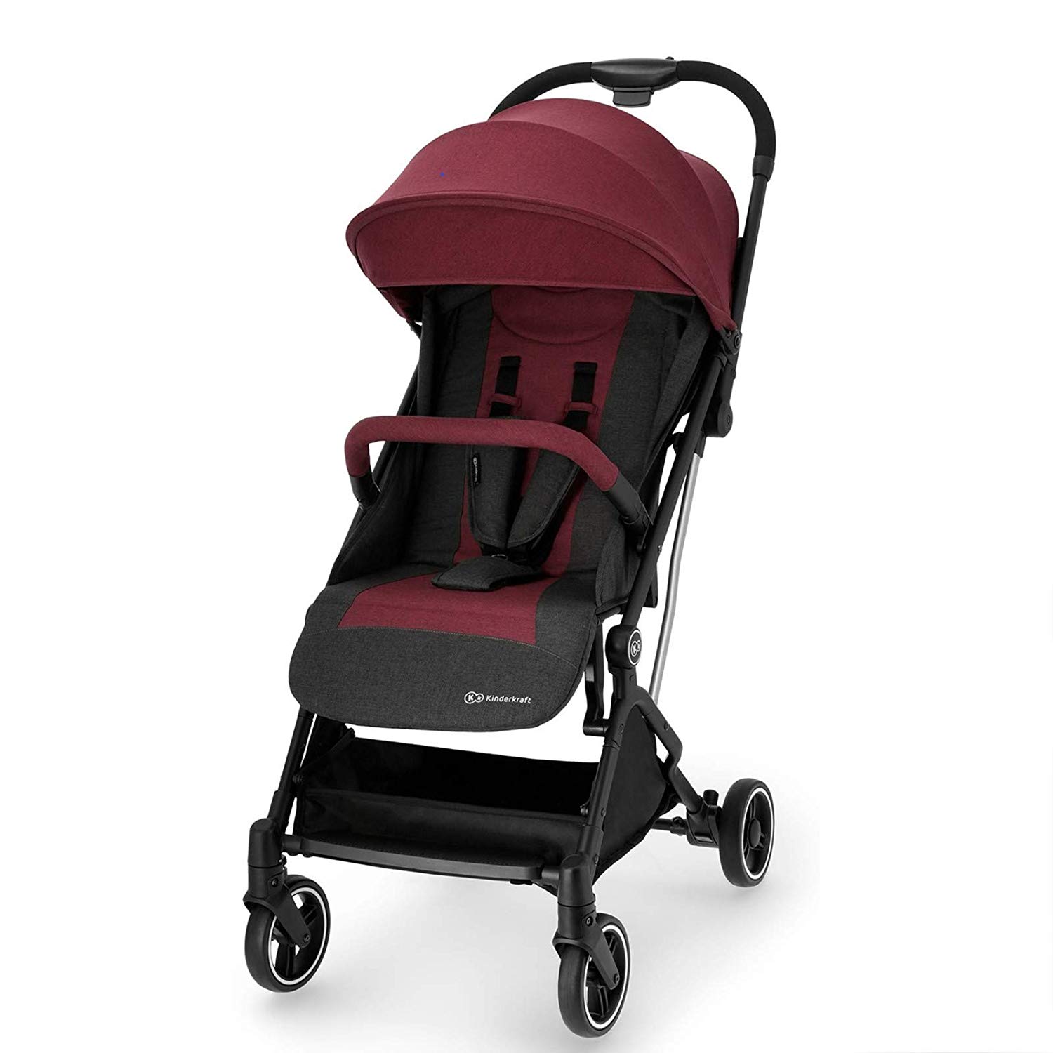 Kinderkraft Indy Pushchair, Lounger Buggy, Sports Pushchair, Light Only 6 kg and Adjustable, Rotating Front Wheels, Adjustable Handle, Freely Adjustable Backrest, Quick Folding, Burgundy