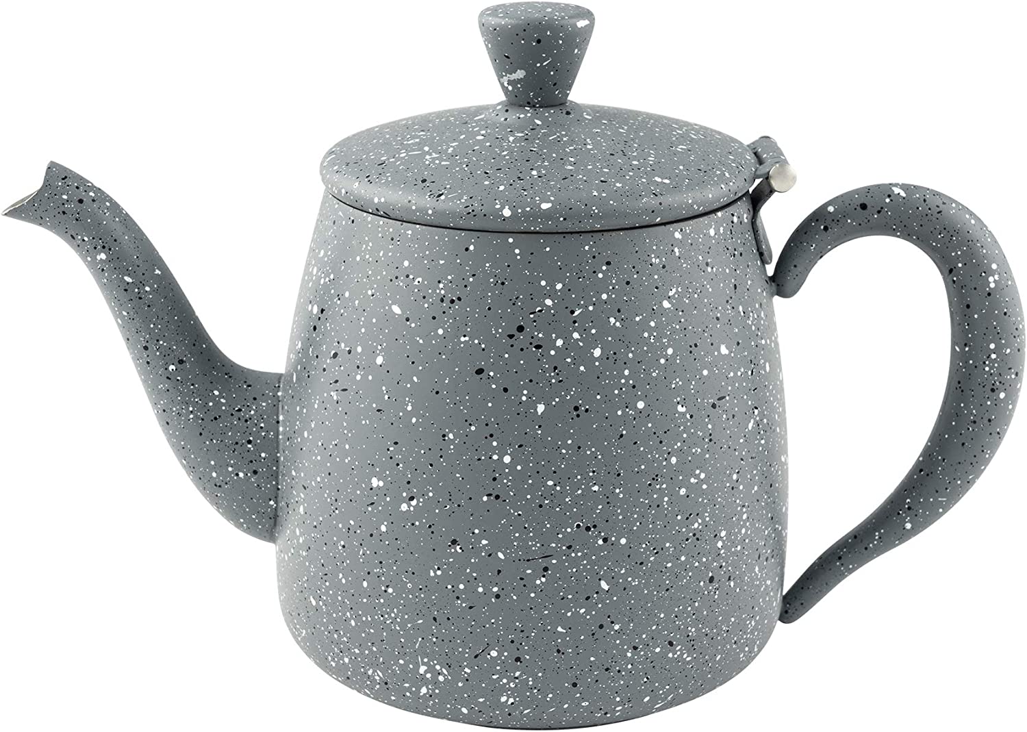 Cafe Ole Café Olé PT-018GG Premium 18oz 0.5L Teapot Made of High Quality Stainless Steel - Grey Granite, Drip-Free Pouring, Hollow Handles & Hinged Lid