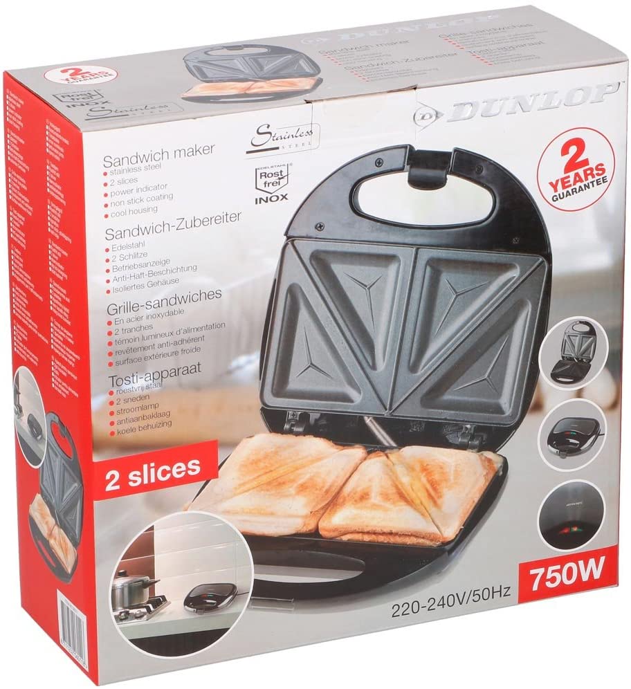 Dunlop 871125206011 Sandwich Maker Stainless Steel Black