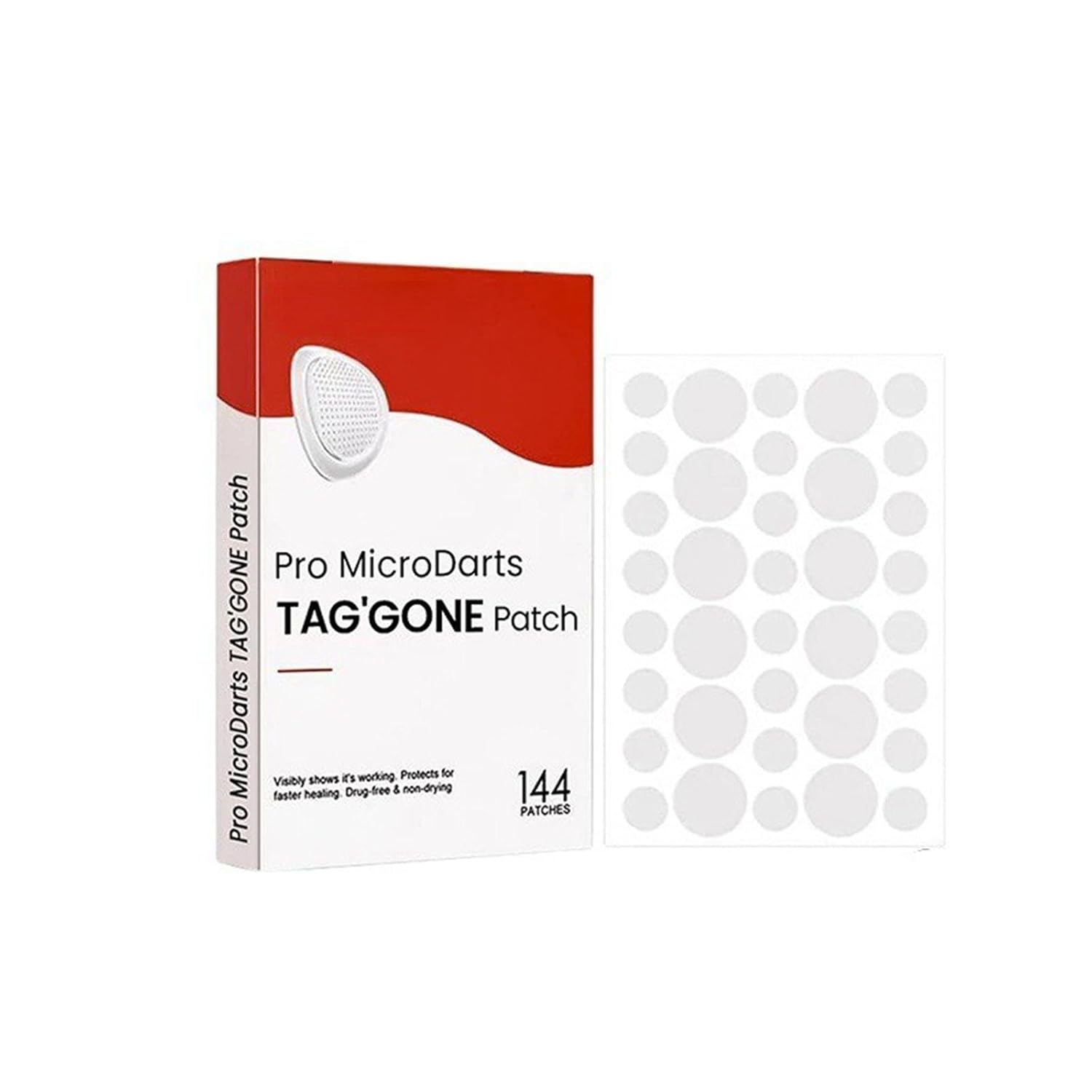 Pro Microdarts Tag'Gone Skin Patches, Microdart Patches for Skin Tag Removal, Pimple Patch, Anti-Pimple Patches, Microdarts Tag'Gone Patch for Facial Blemishes, 1 Box